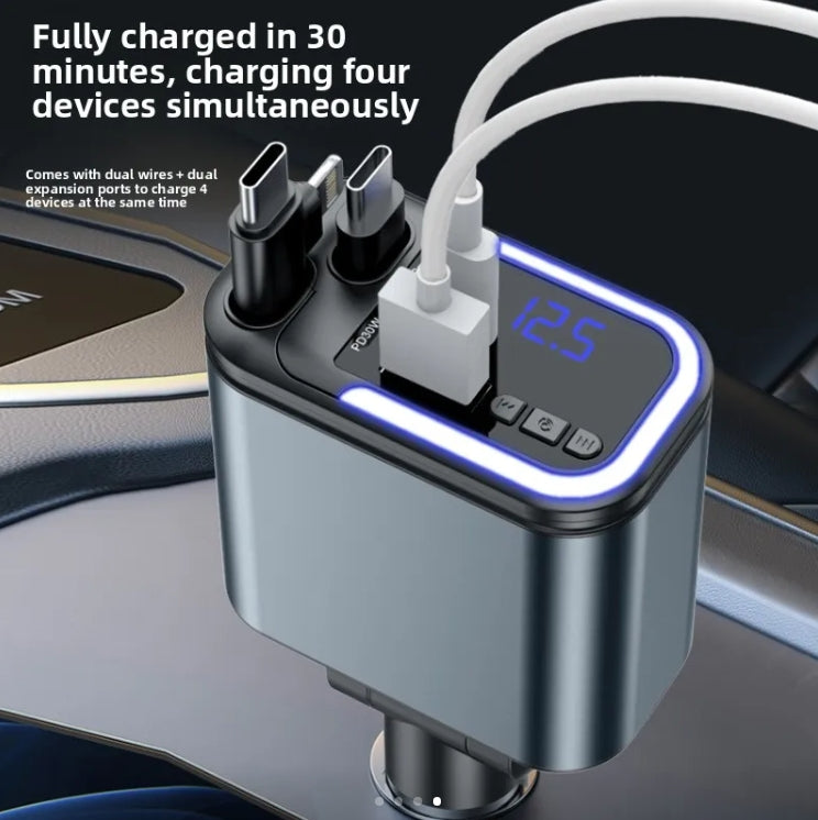 120W Retractable Dual Charger — Fast Charge, No Tangled Cords