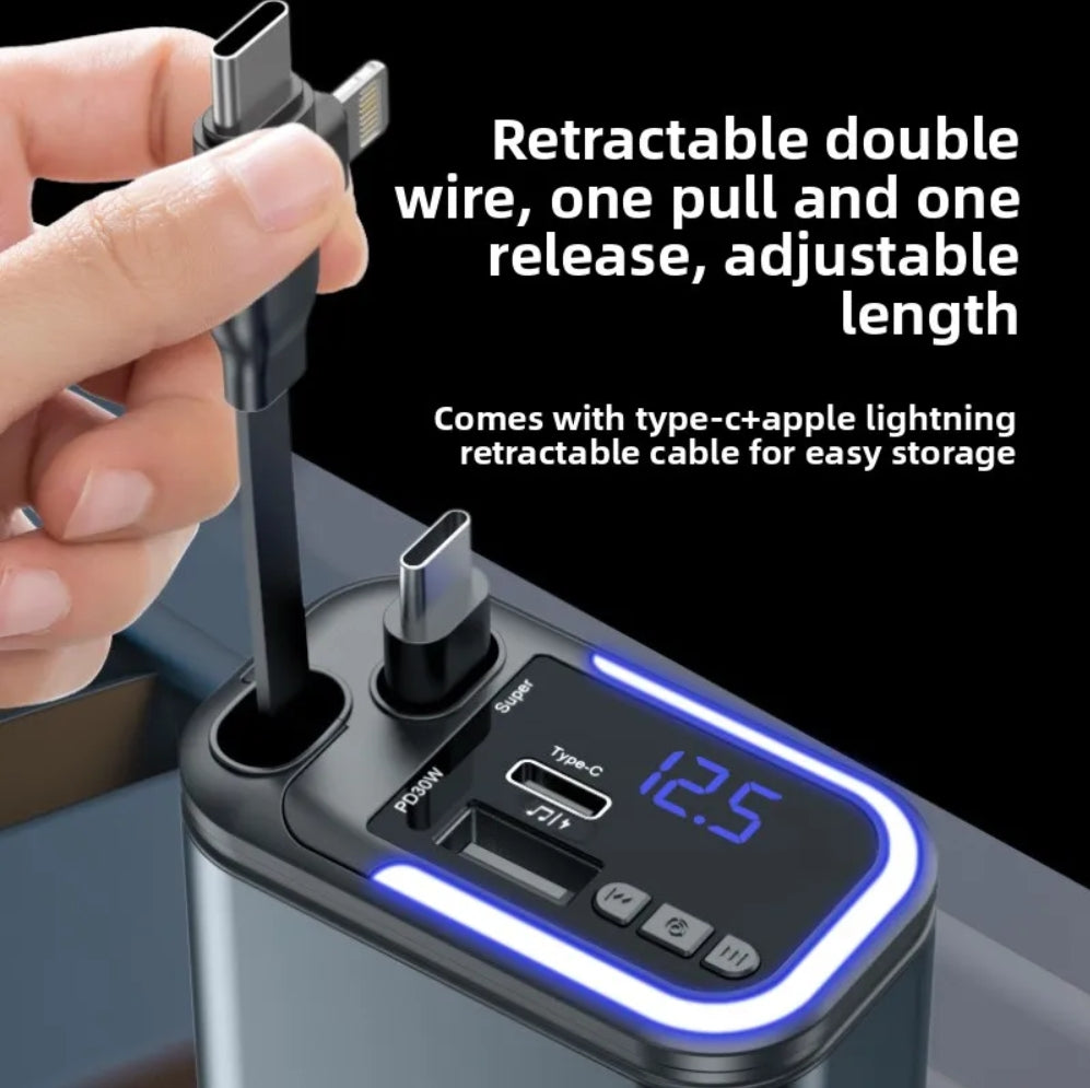 120W Retractable Dual Charger — Fast Charge, No Tangled Cords