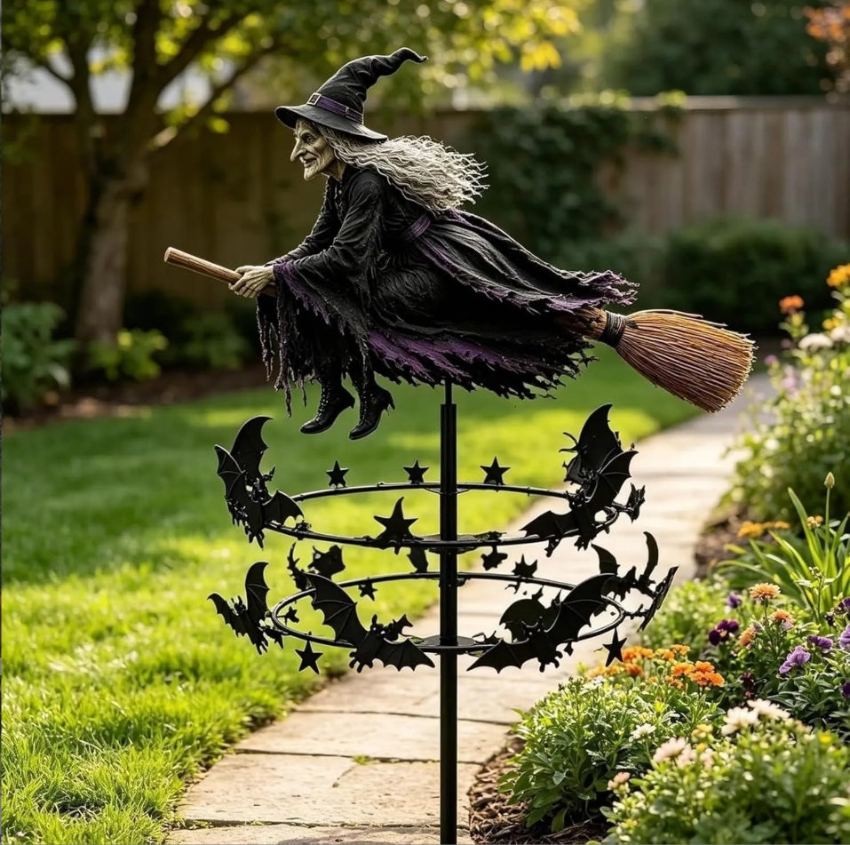 Witch-Themed Garden Windmill — Rotating Focal Point for Magical Outdoor Spaces
