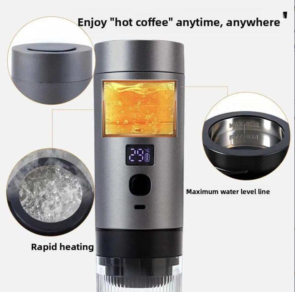 Portable 3-in-1 Coffee Maker — Capsule, Ground & Instant, Home or Car