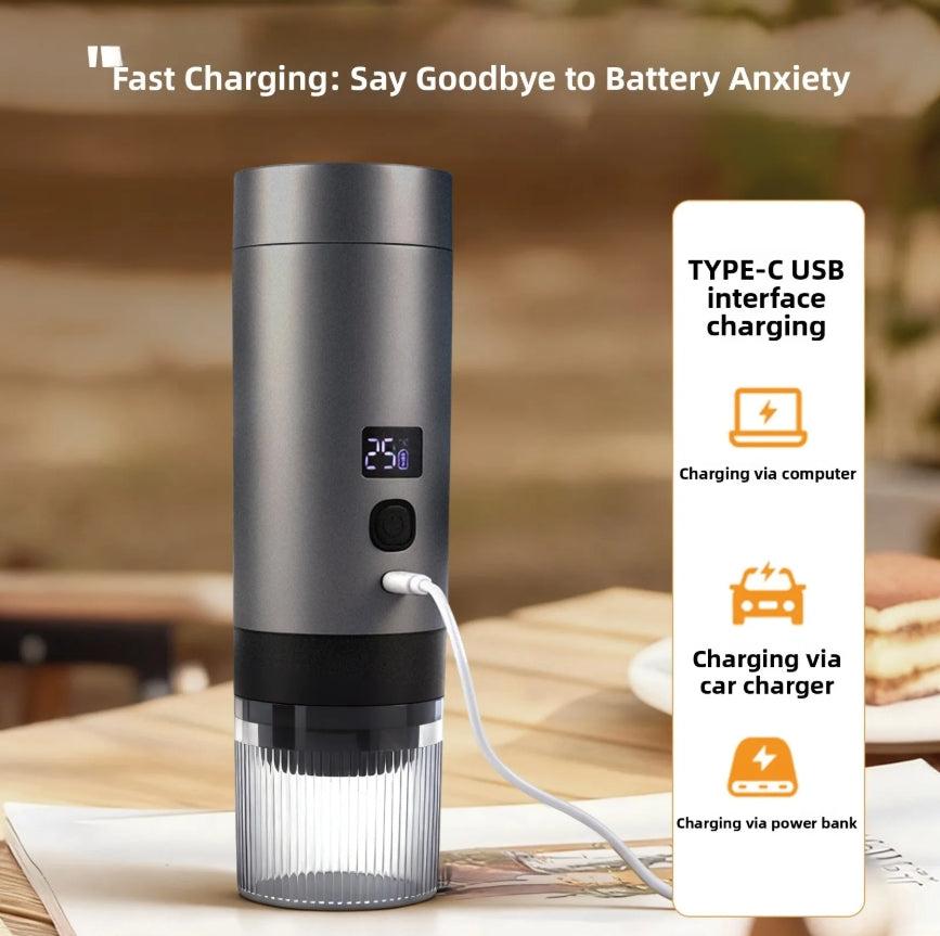 Portable 3-in-1 Coffee Maker — Capsule, Ground & Instant, Home or Car