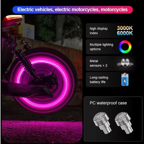GlowRidge LED Valve Cap Lights – Motorcycle Wheel Glow (2-Pack)